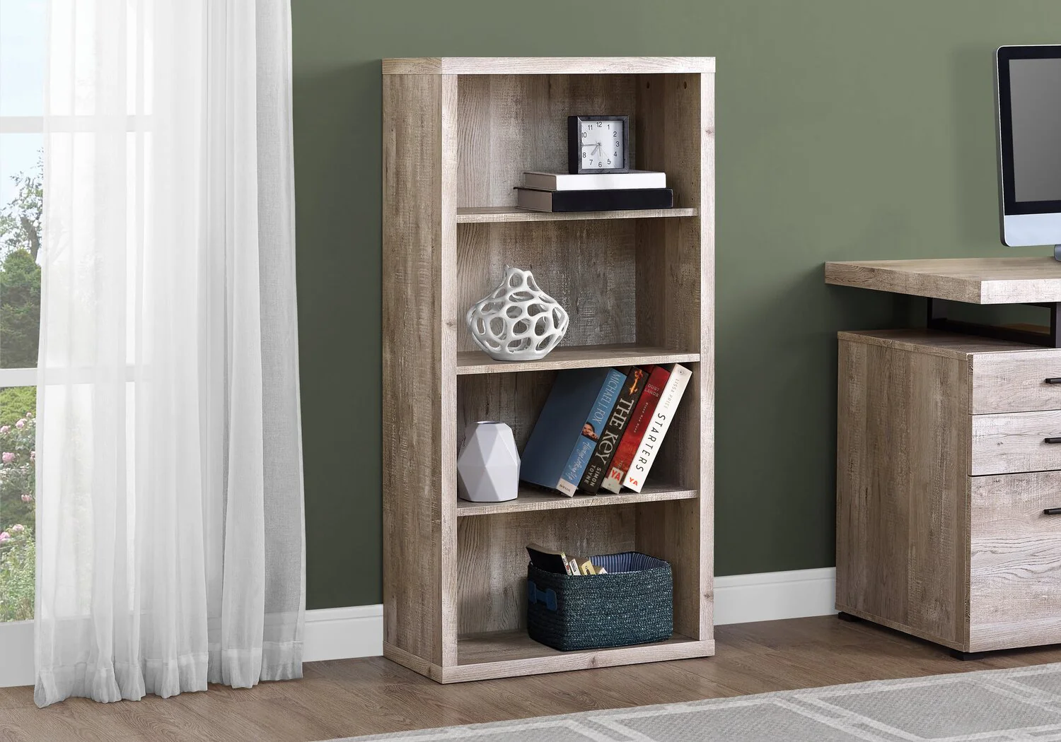 Derby 4-Shelf Bookcase - Taupe - Image 3