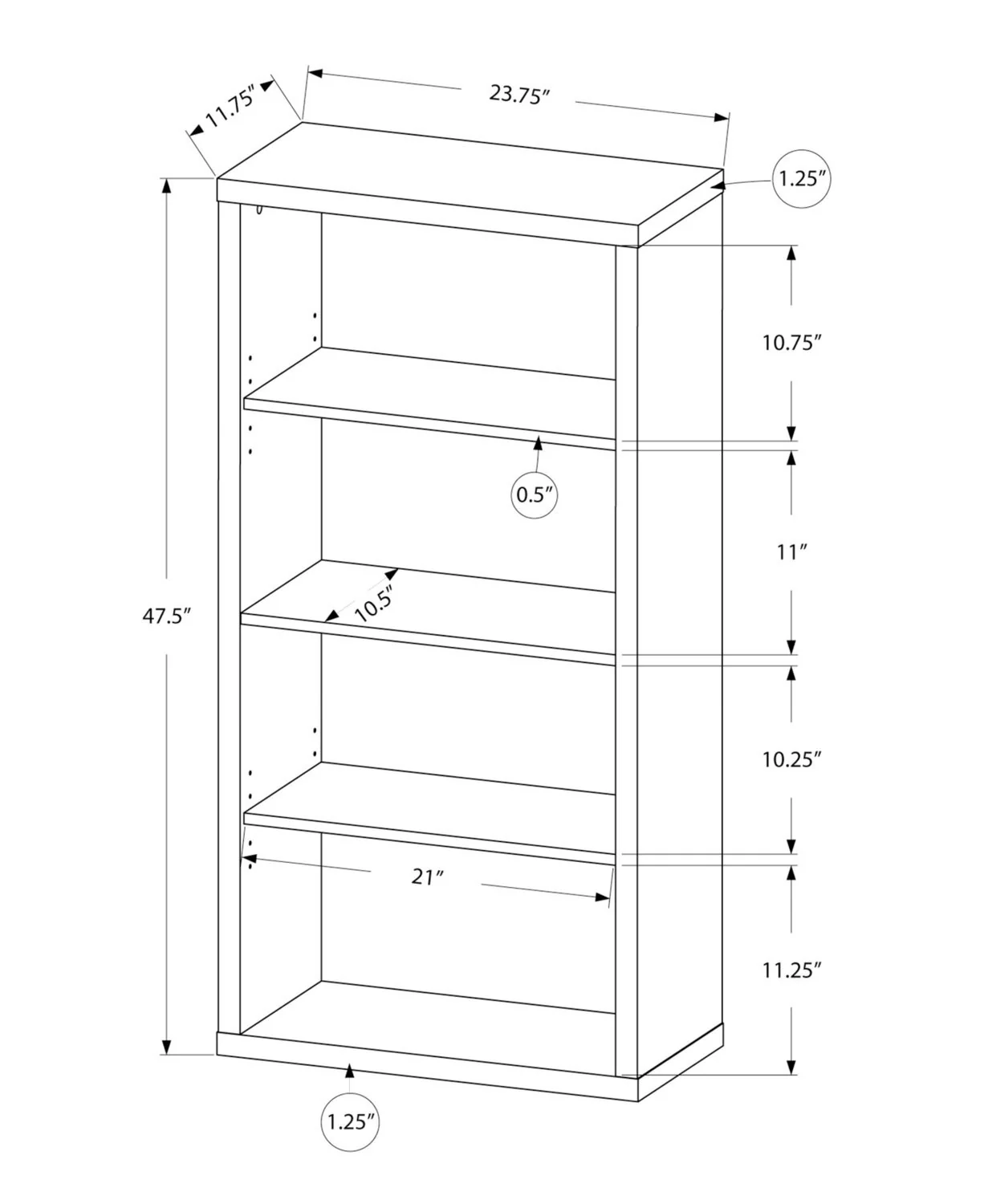 Derby 4-Shelf Bookcase - Taupe - Image 5