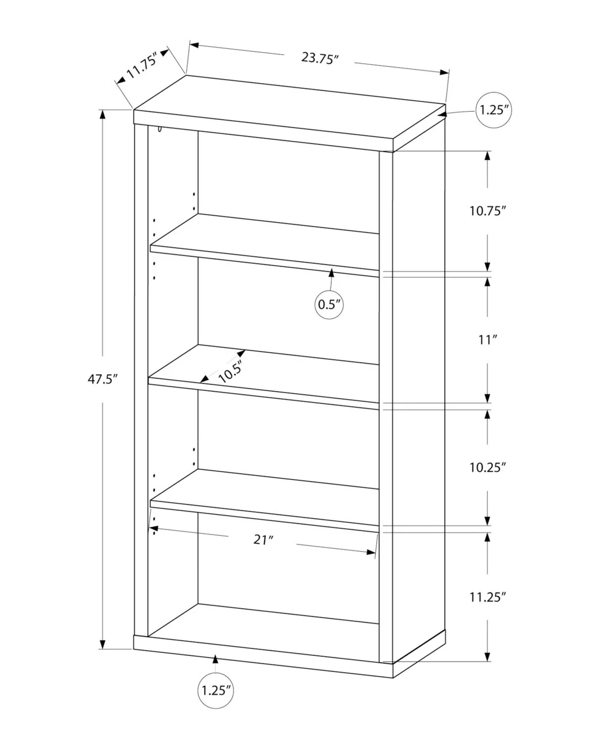 Derby 4-Shelf Bookcase - White - Image 5