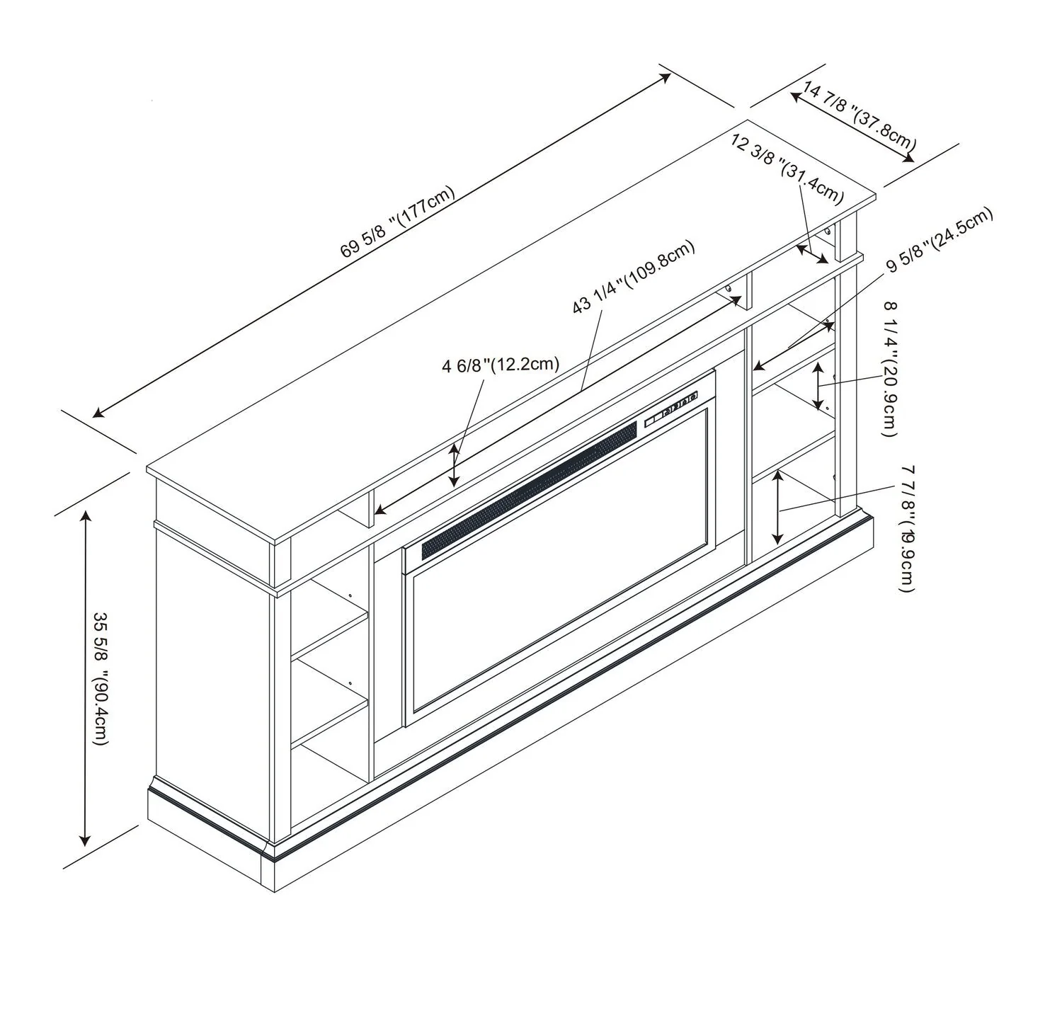 Deyn 70" TV Stand with Crystal Ember Firebox - Image 13