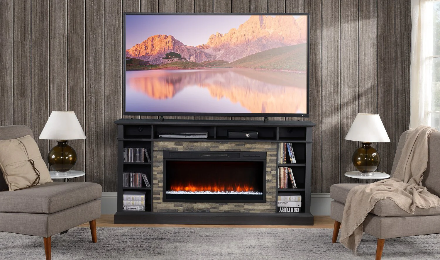 Deyn 70" TV Stand with Crystal Ember Firebox - Image 8