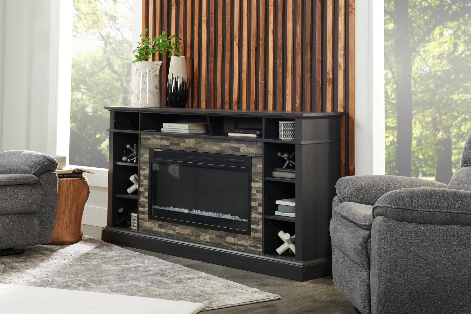 Deyn 70" TV Stand with Crystal Ember Firebox - Image 9