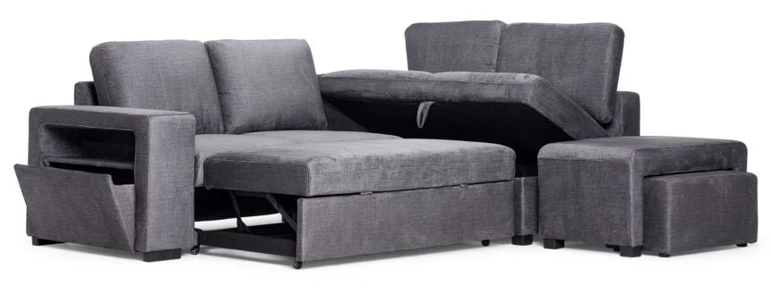 Doris Sectional with Left-Facing Pop-Up Bed - Grey - Image 3