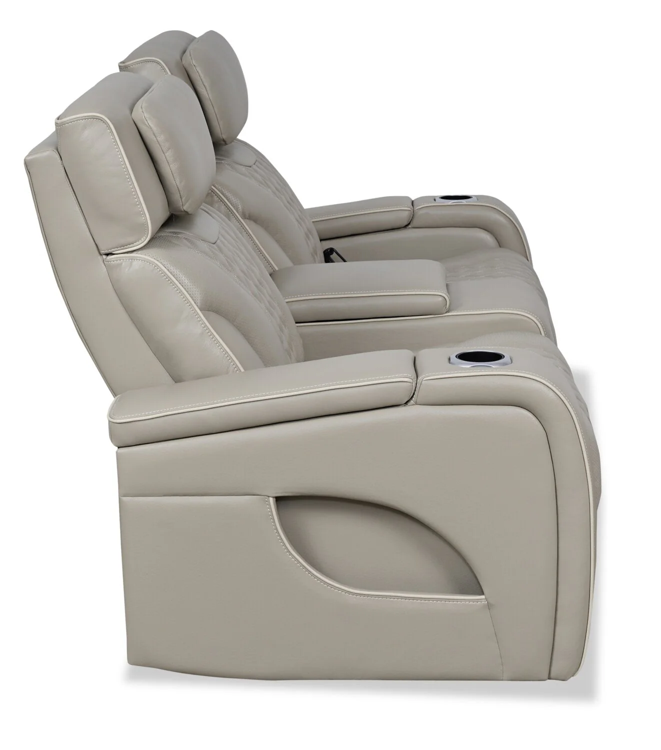 Drake Genuine Leather Power Reclining Loveseat with Massage Function and Power Headrests - Grey - Image 9