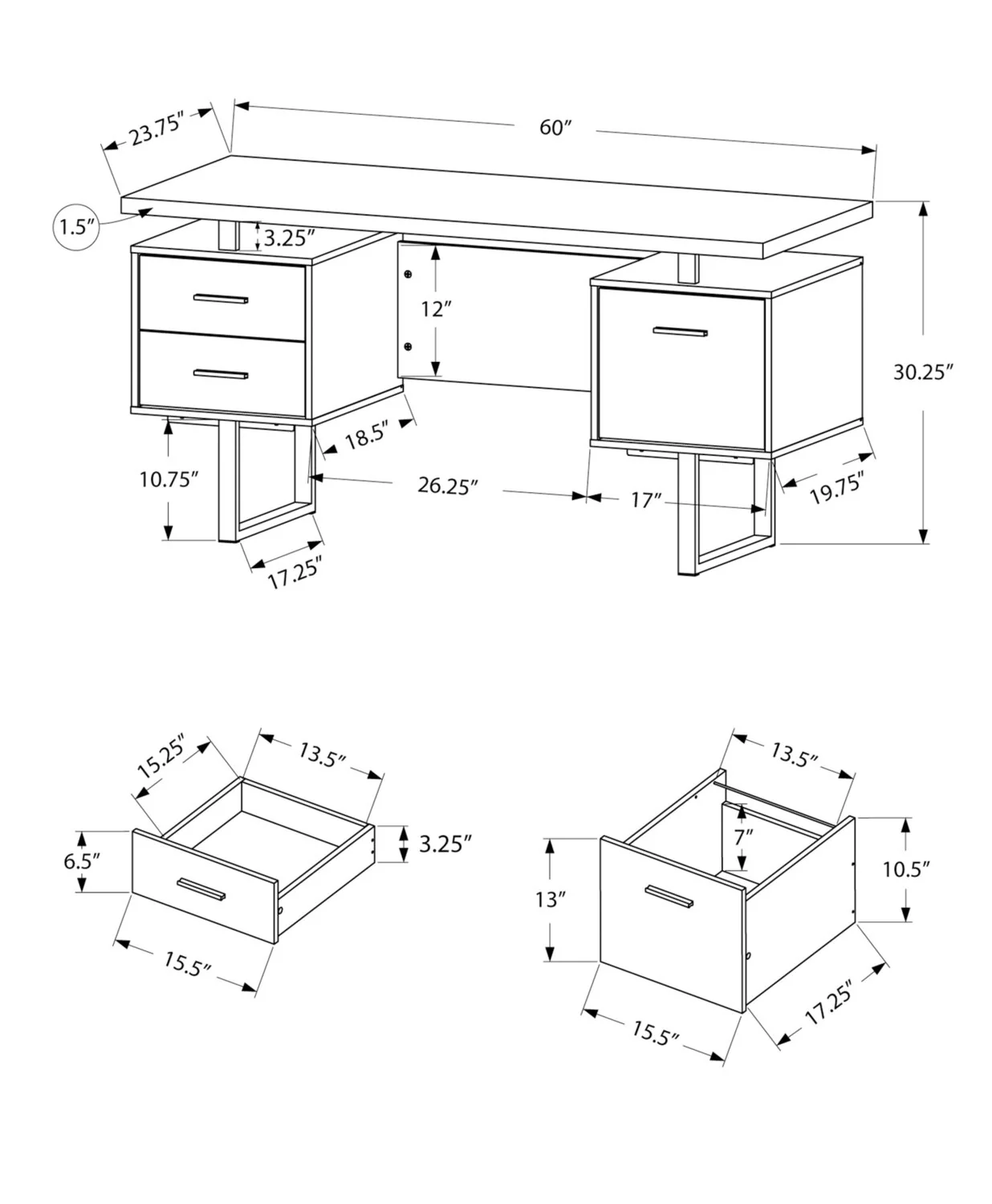 Elley Reversible Desk - White - Image 5