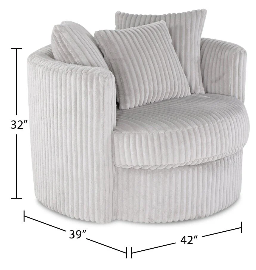 Ellis Chenille Swivel Cuddler Chair - Groove Mist - Image 4