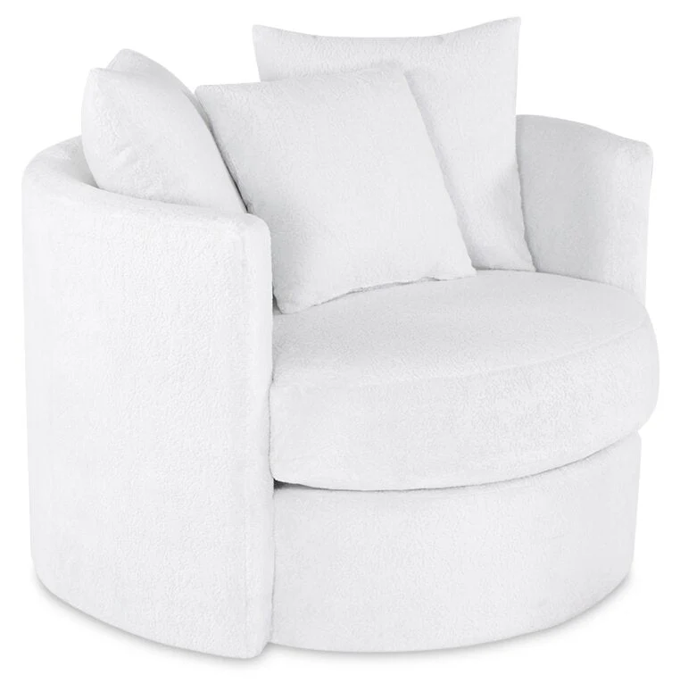 Ellis Chenille Swivel Cuddler Chair - Plush Heaven