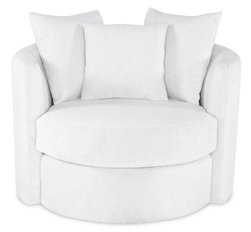 Ellis Chenille Swivel Cuddler Chair - Plush Heaven - Image 2