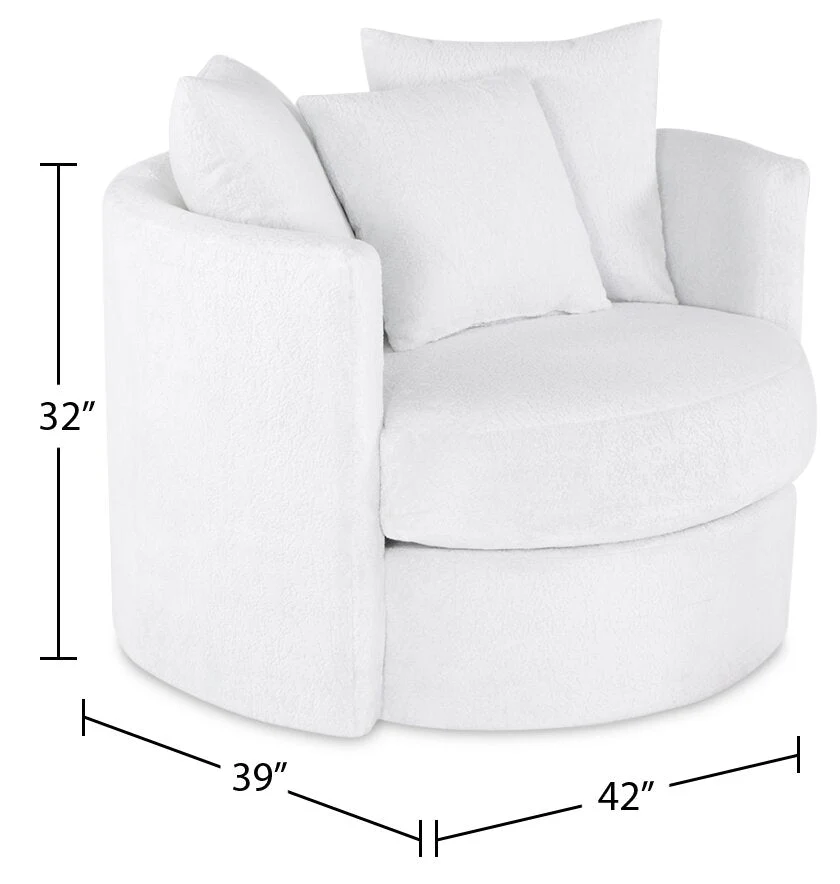 Ellis Chenille Swivel Cuddler Chair - Plush Heaven - Image 4