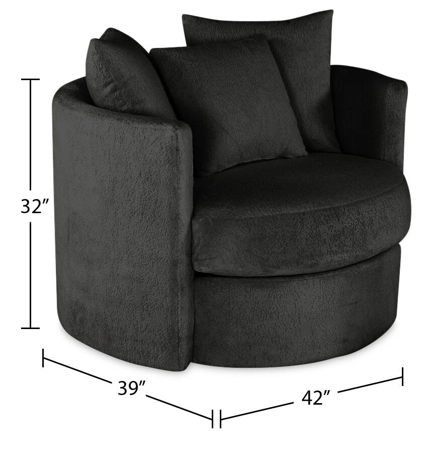 Ellis Chenille Swivel Cuddler Chair - Plush Thunder - Image 12