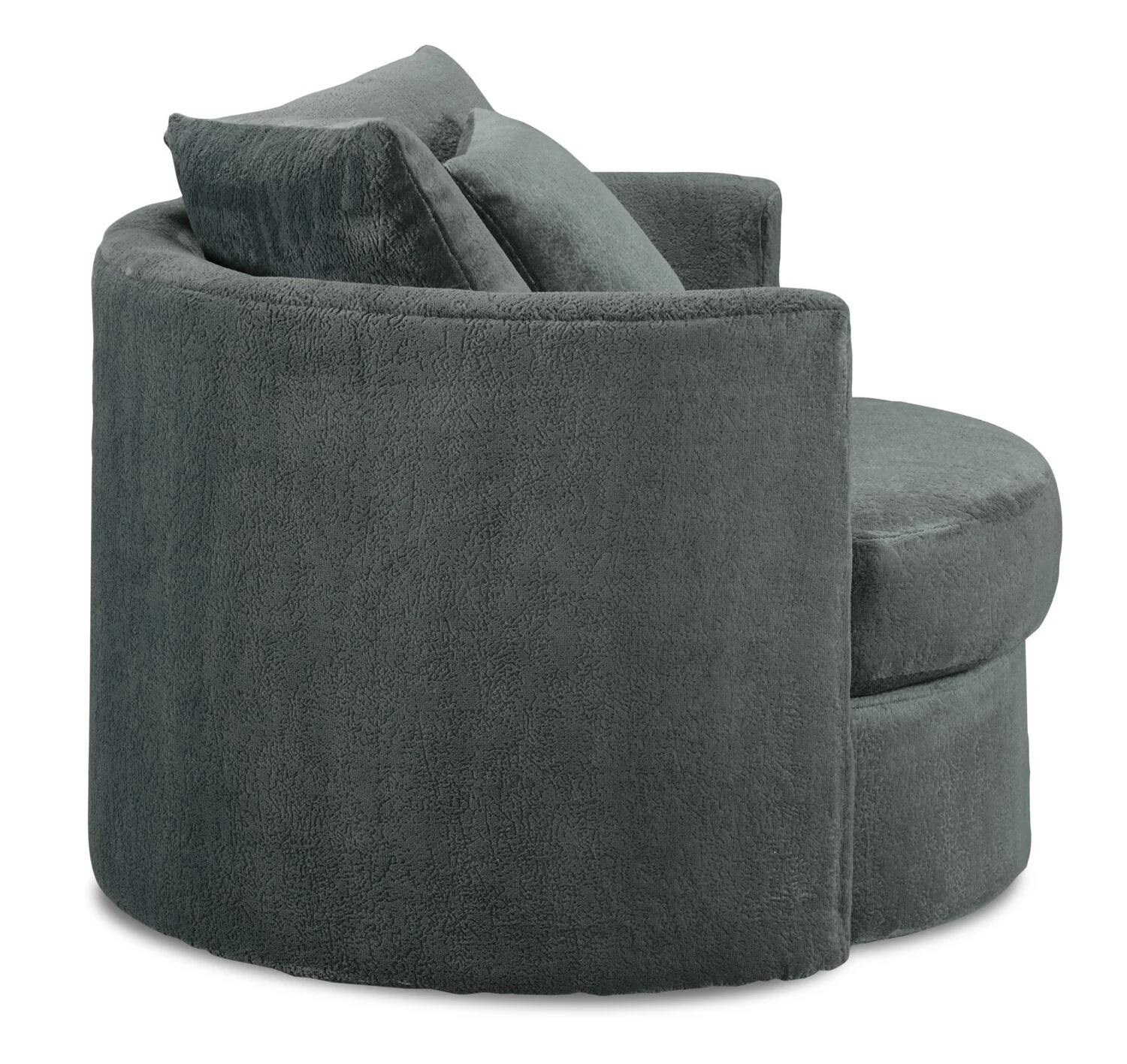 Ellis Chenille Swivel Cuddler Chair - Plush Thunder - Image 3