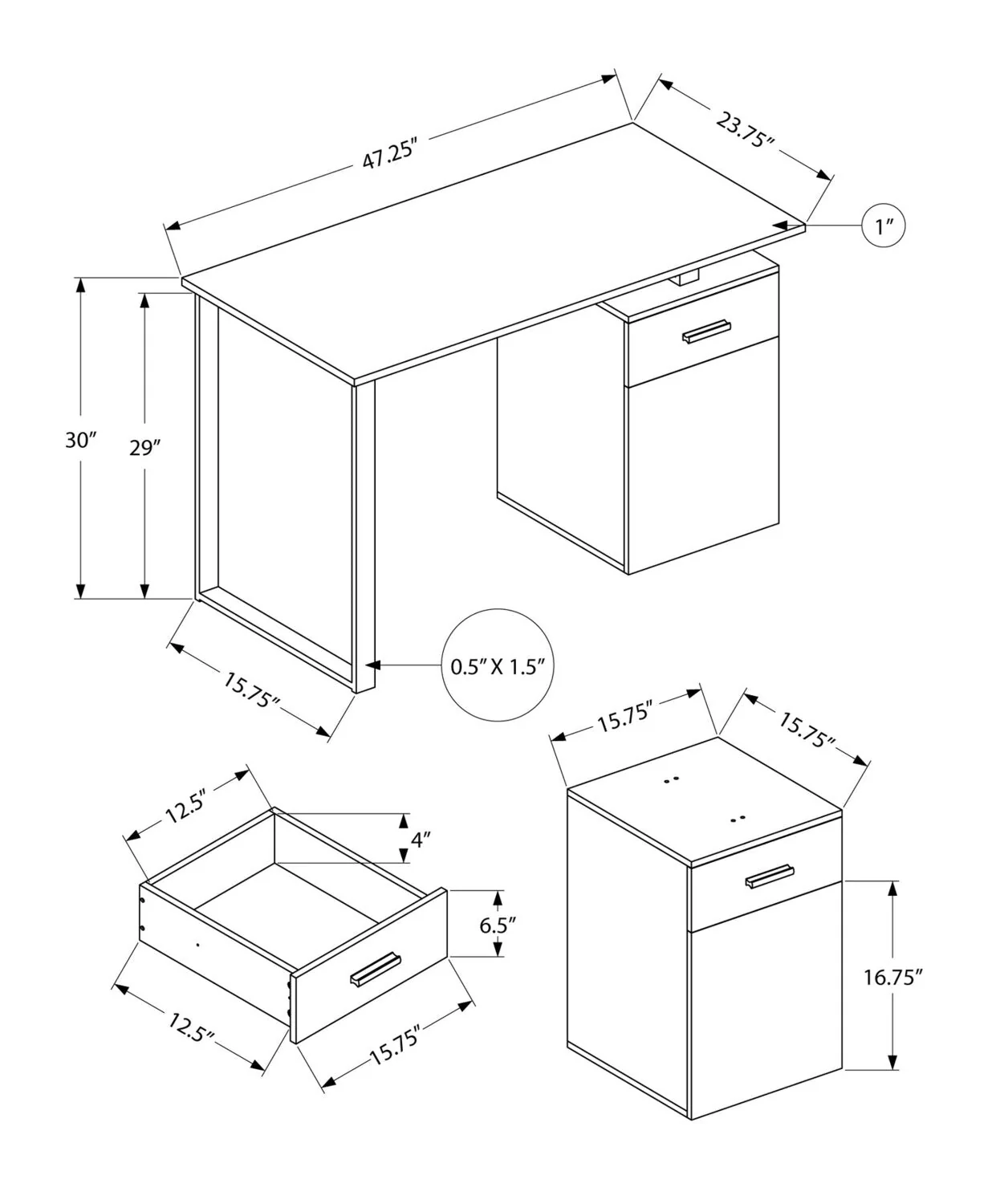Farrier Reversible Desk - White Marble-Look - Image 4