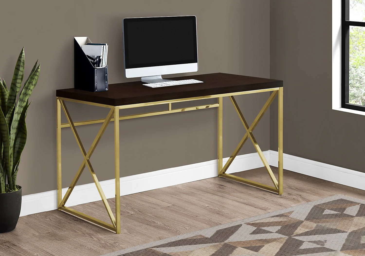 Findlay Desk - Cappuccino and Gold - Image 4