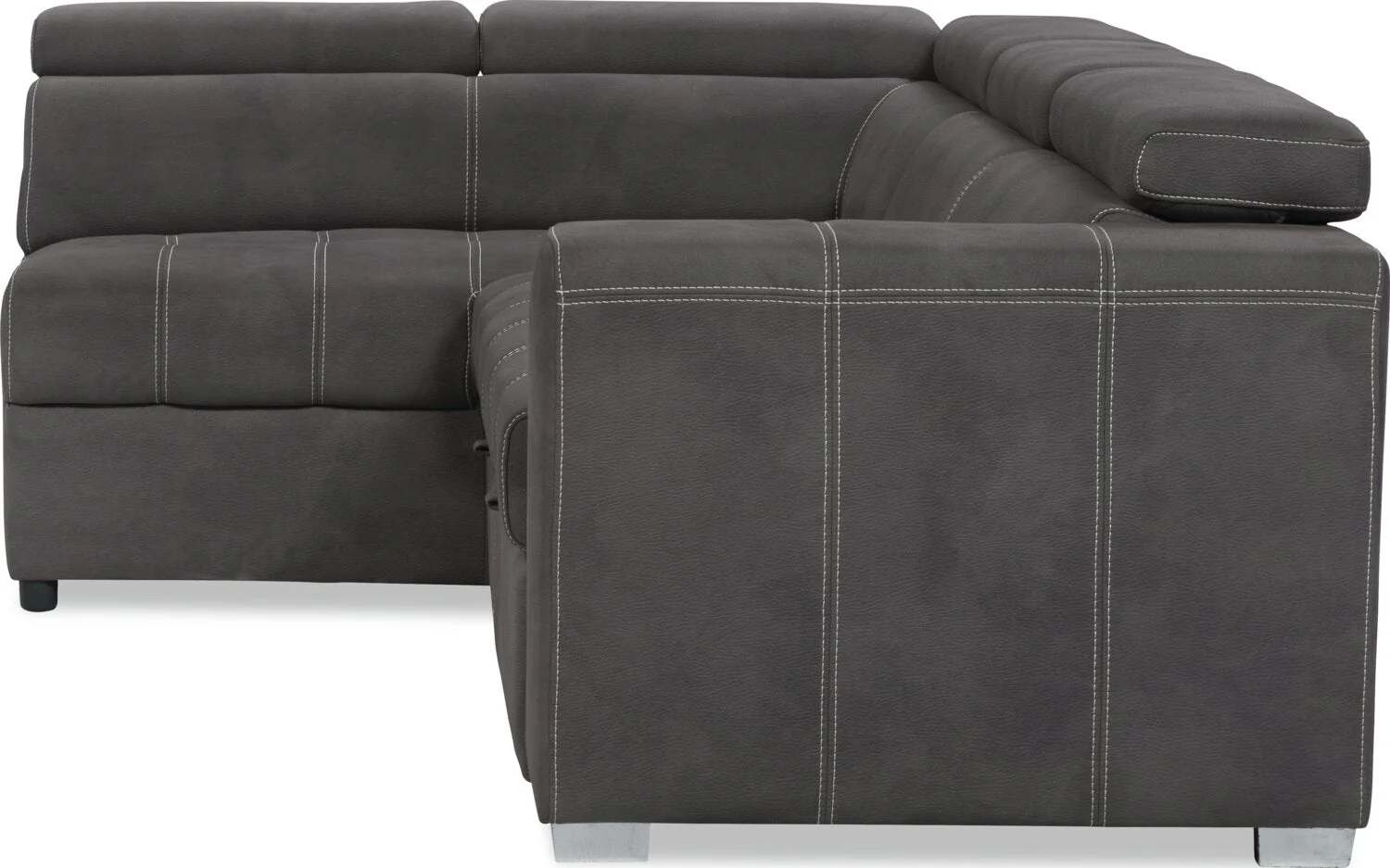 Foynes 3-Piece Faux Suede Left-Facing Sleeper Sectional - Cement - Image 5