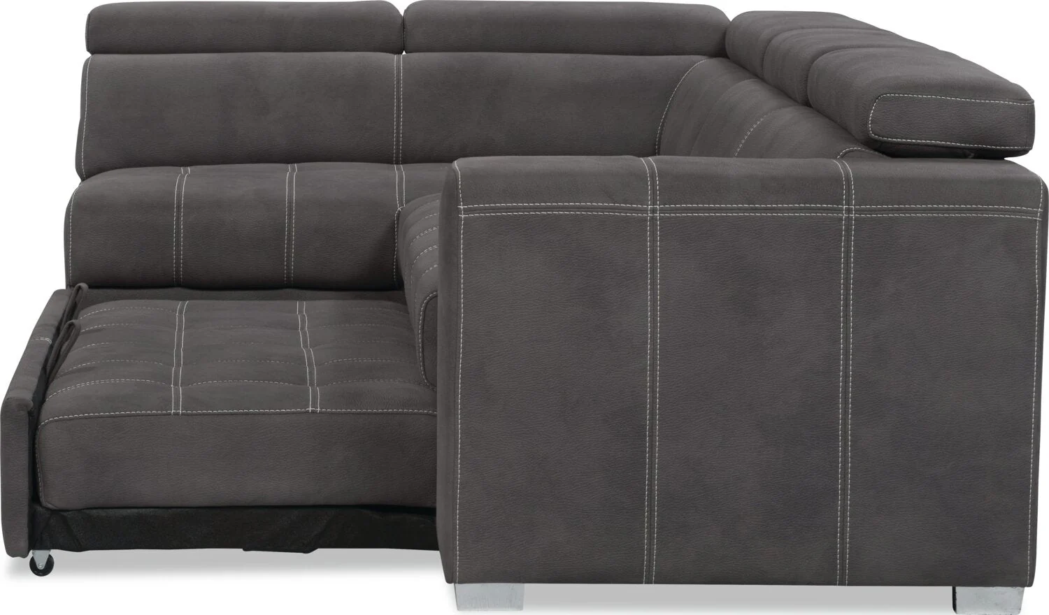 Foynes 3-Piece Faux Suede Left-Facing Sleeper Sectional - Cement - Image 6