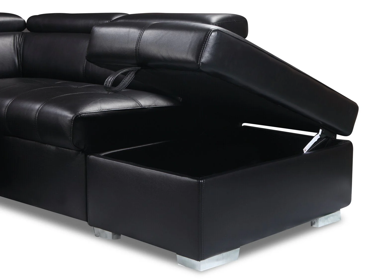 Foynes 3-Piece Leather-Look Fabric Right-Facing Sleeper Sectional - Black - Image 5