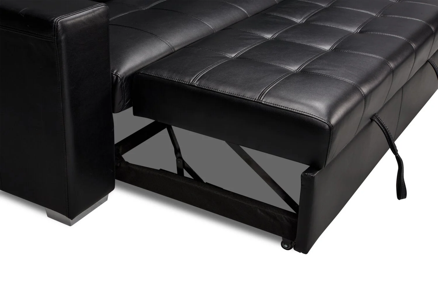Foynes Leather-Look Fabric Sleeper Sofa - Black - Image 10