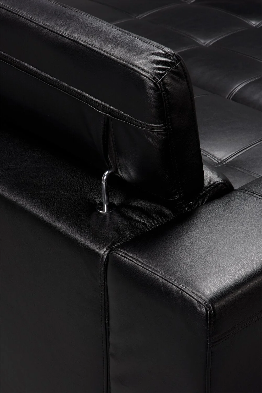 Foynes Leather-Look Fabric Sleeper Sofa - Black - Image 7
