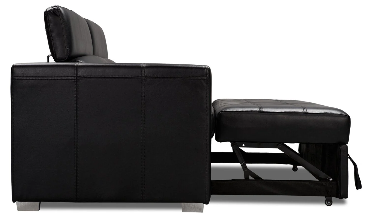 Foynes Leather-Look Fabric Sleeper Sofa - Black - Image 9