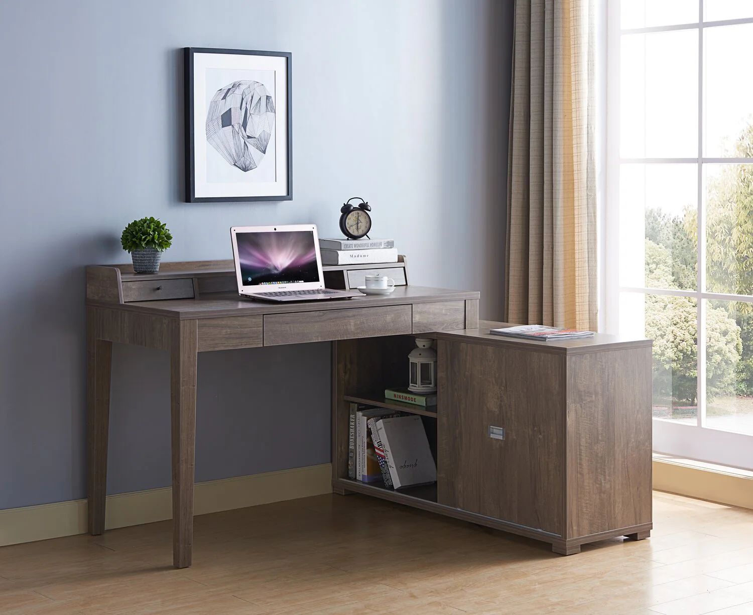 Franny Reversible Desk with Hutch - Hazelnut - Image 7