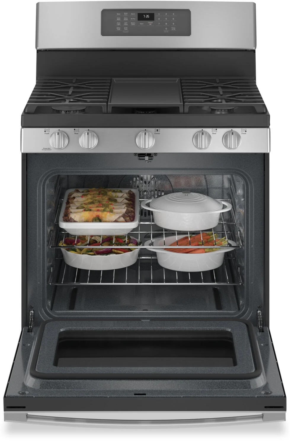 GE 5.0 Cu. Ft. Freestanding Gas Range with No-Preheat Air Fry - JCGB735SPSS - Image 2
