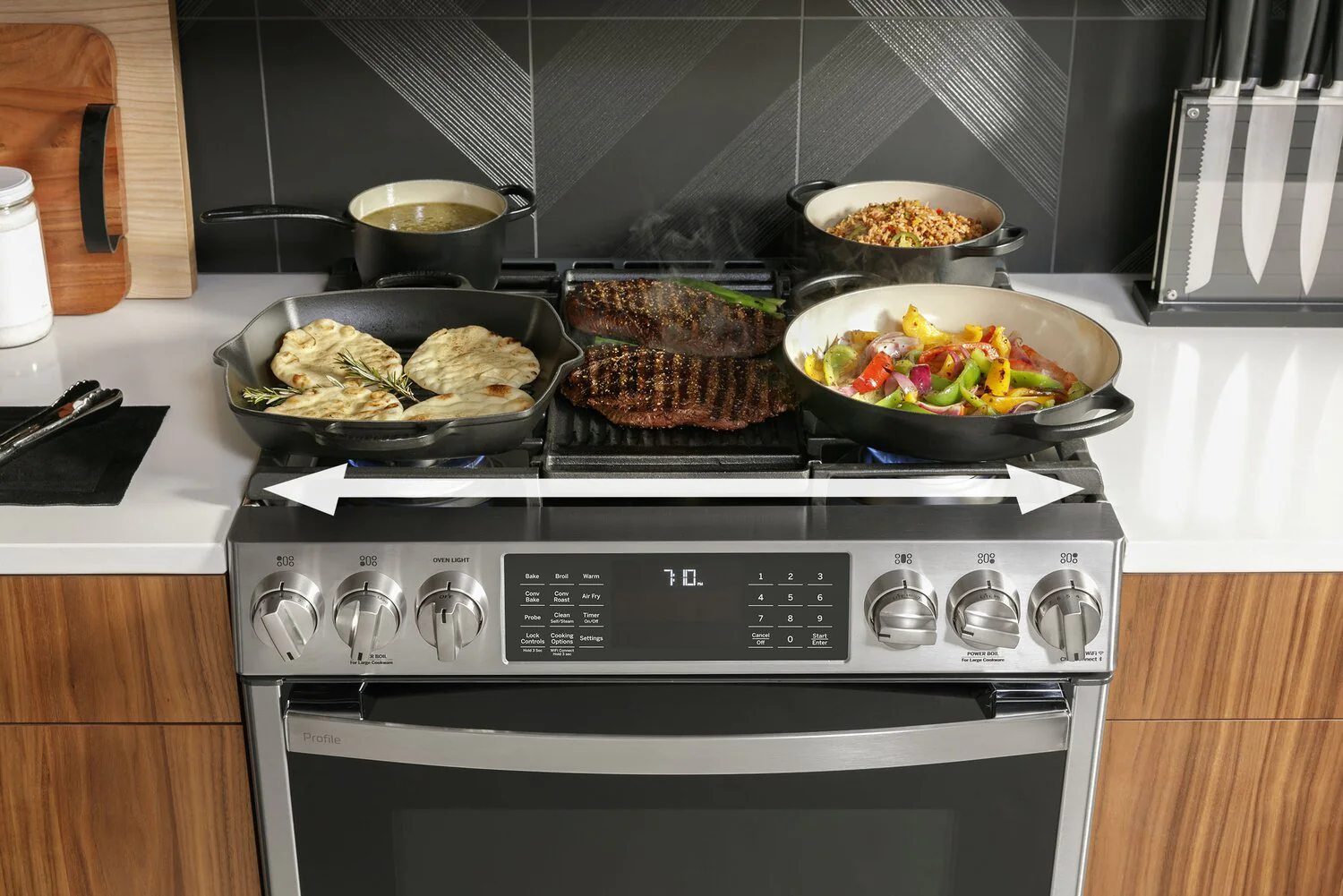 GE Profile 5.6 Cu. Ft. Front-Control Freestanding Gas Range - PCGS930YPFS - Image 3