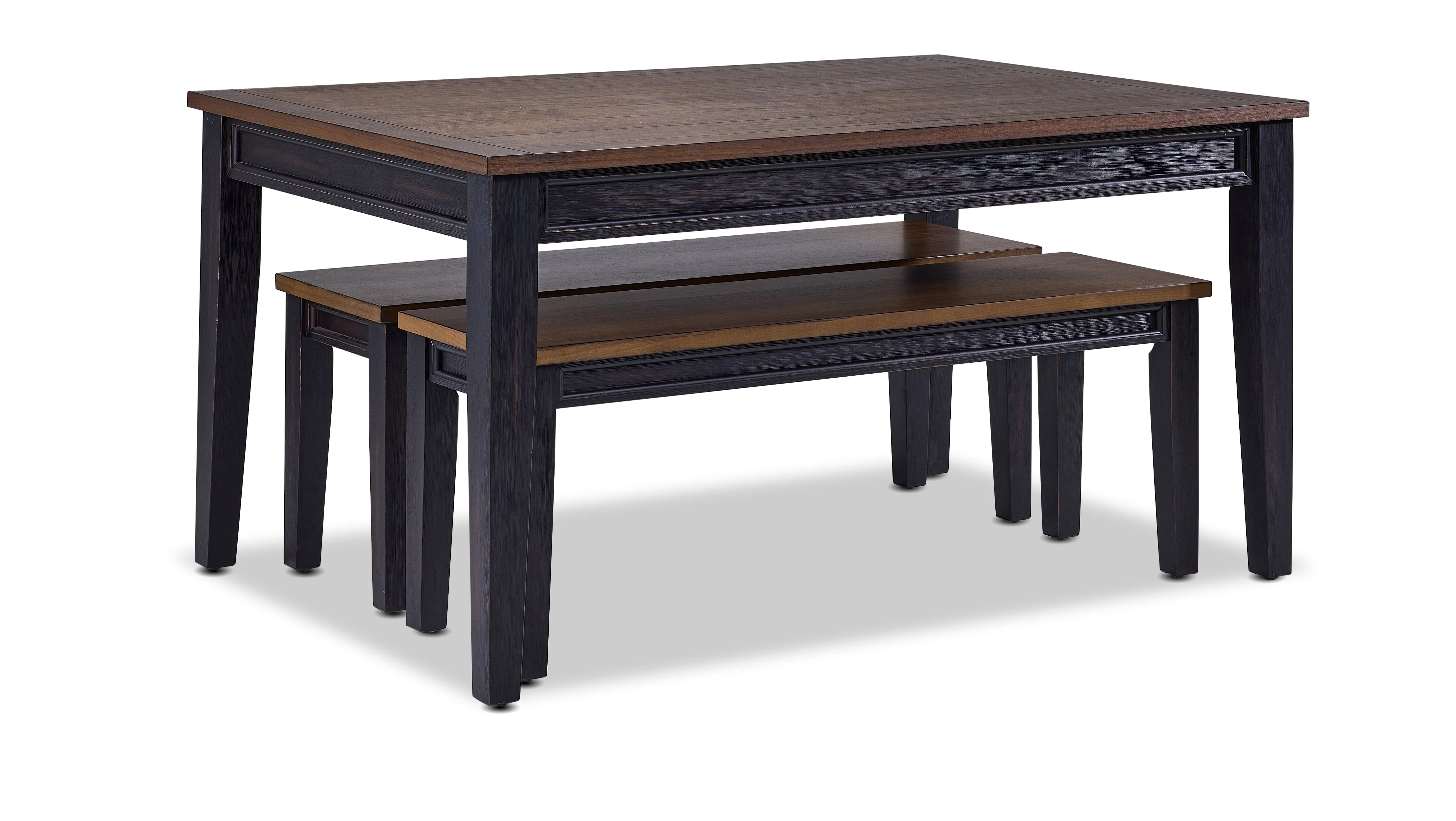 Grand Noir Dining Set with Benches - Ebony/Driftwood - Image 2