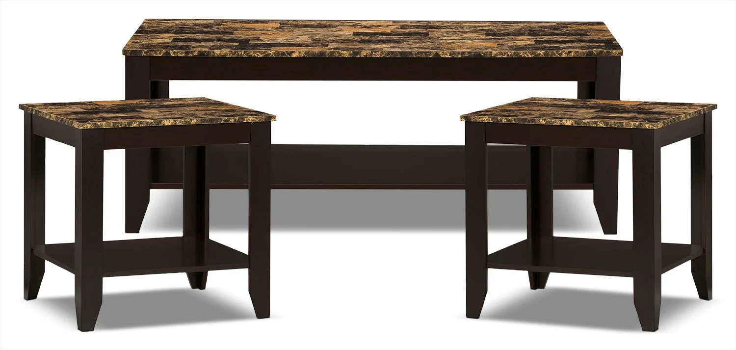 Hadleigh 3-Piece Coffee and Two End Tables Package - Dark Brown