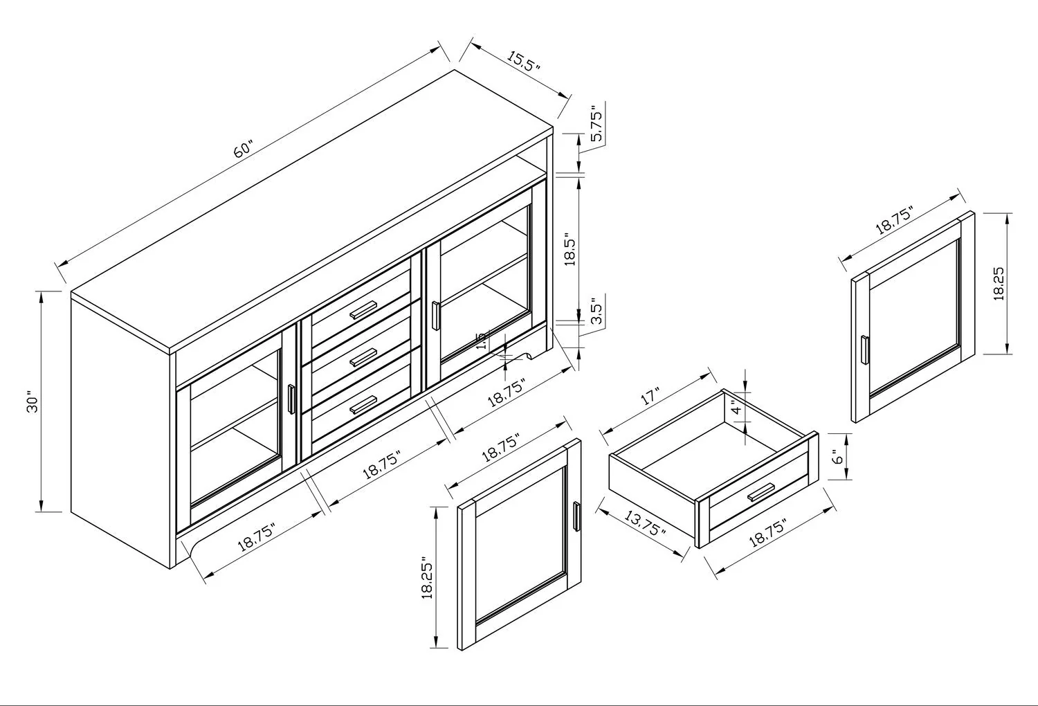 Hallett 3-Piece Entertainment Centre with 60" TV Opening - White - Image 12