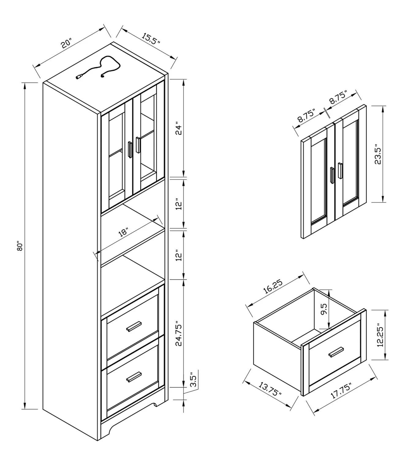 Hallett 3-Piece Entertainment Centre with 60" TV Opening - White - Image 13