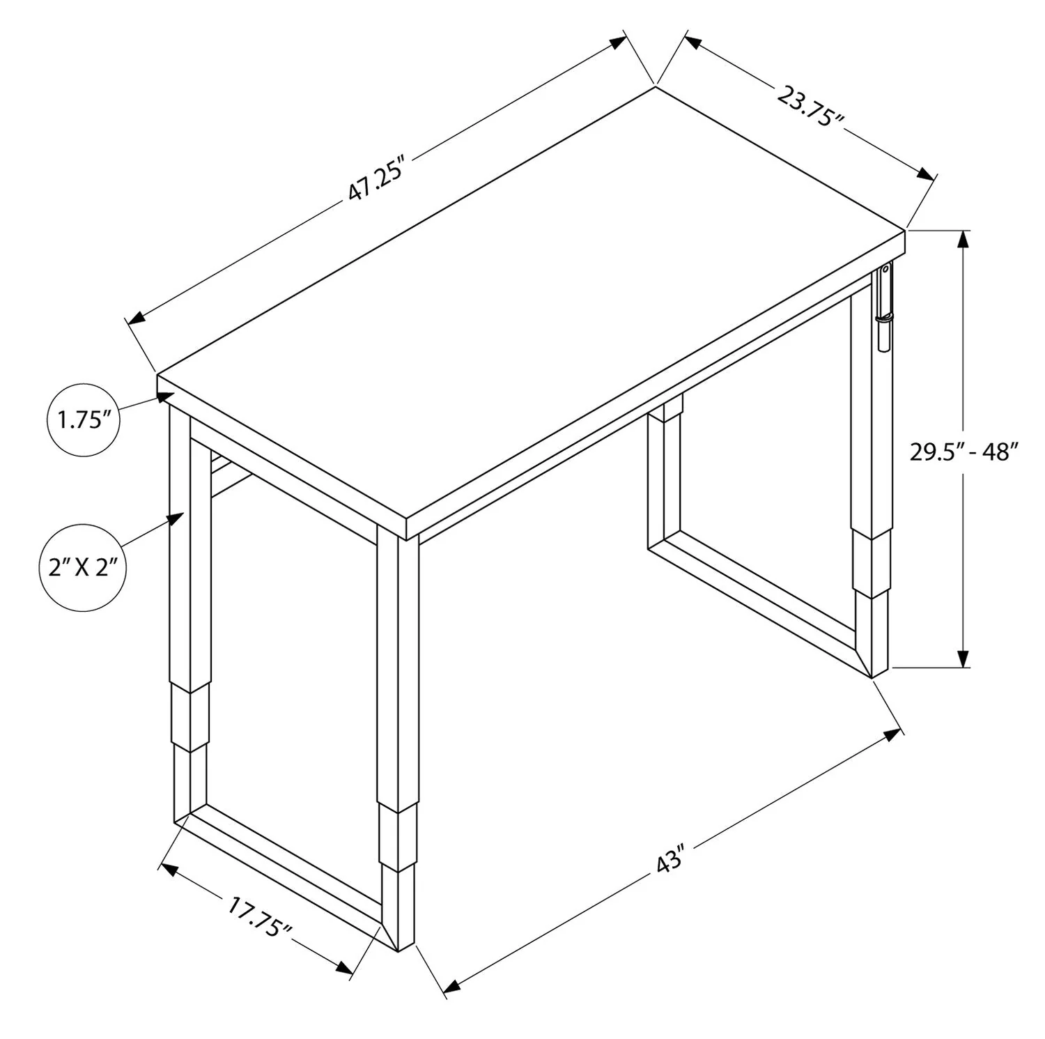 Hayes Height-Adjustable Desk - Cherry - Image 9