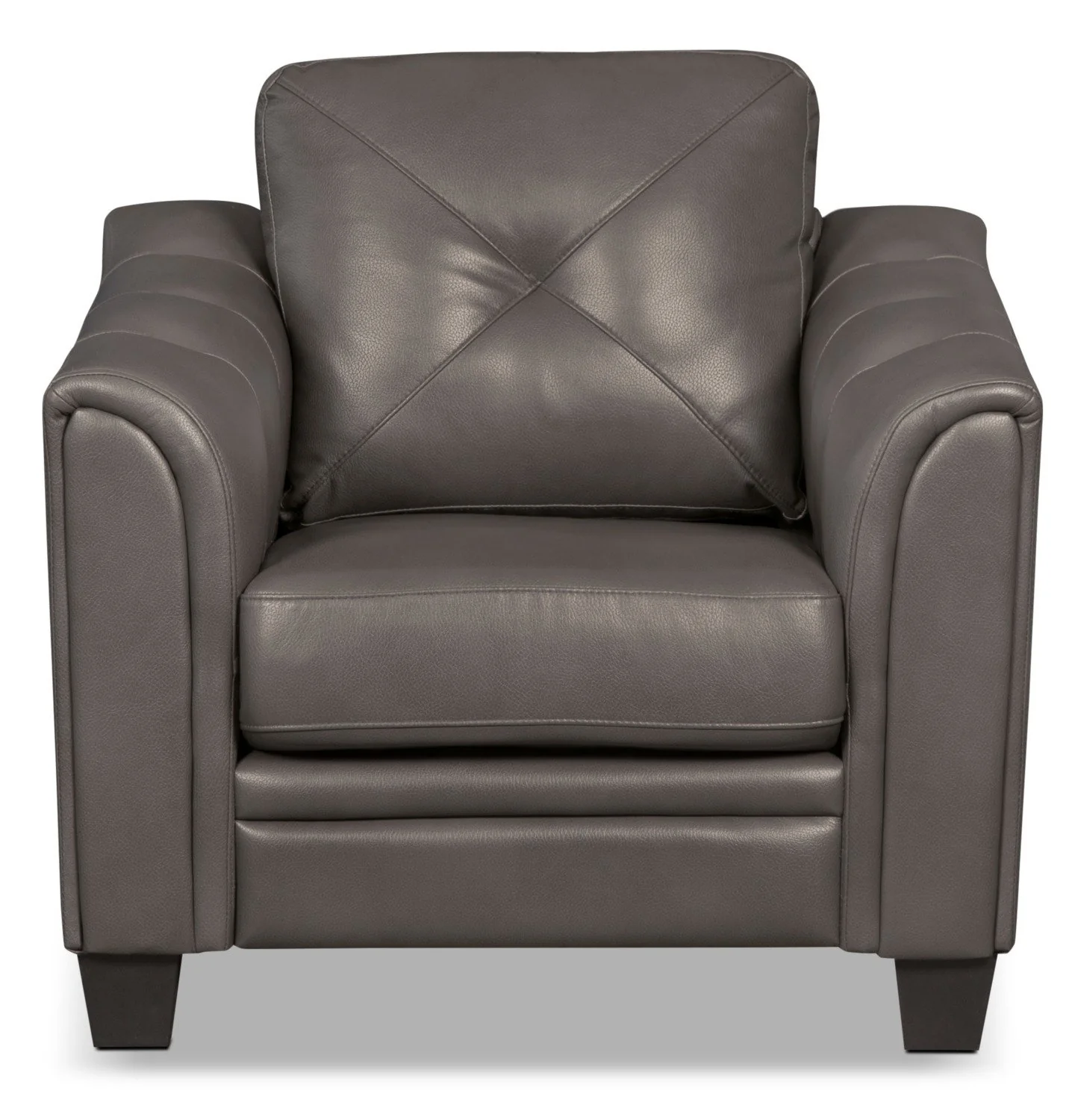 Henrick Leather-Look Fabric Chair - Grey - Image 2