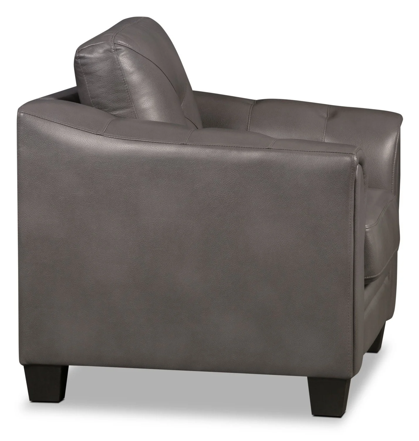 Henrick Leather-Look Fabric Chair - Grey - Image 3