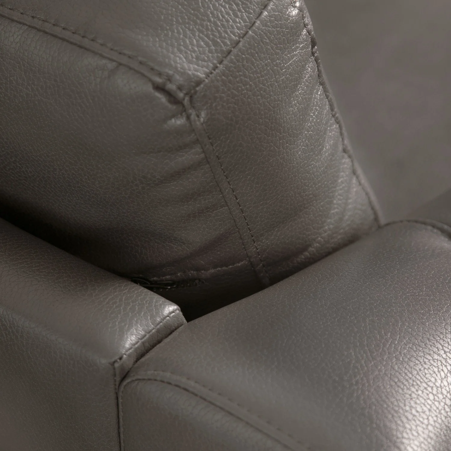 Henrick Leather-Look Fabric Loveseat - Grey - Image 6