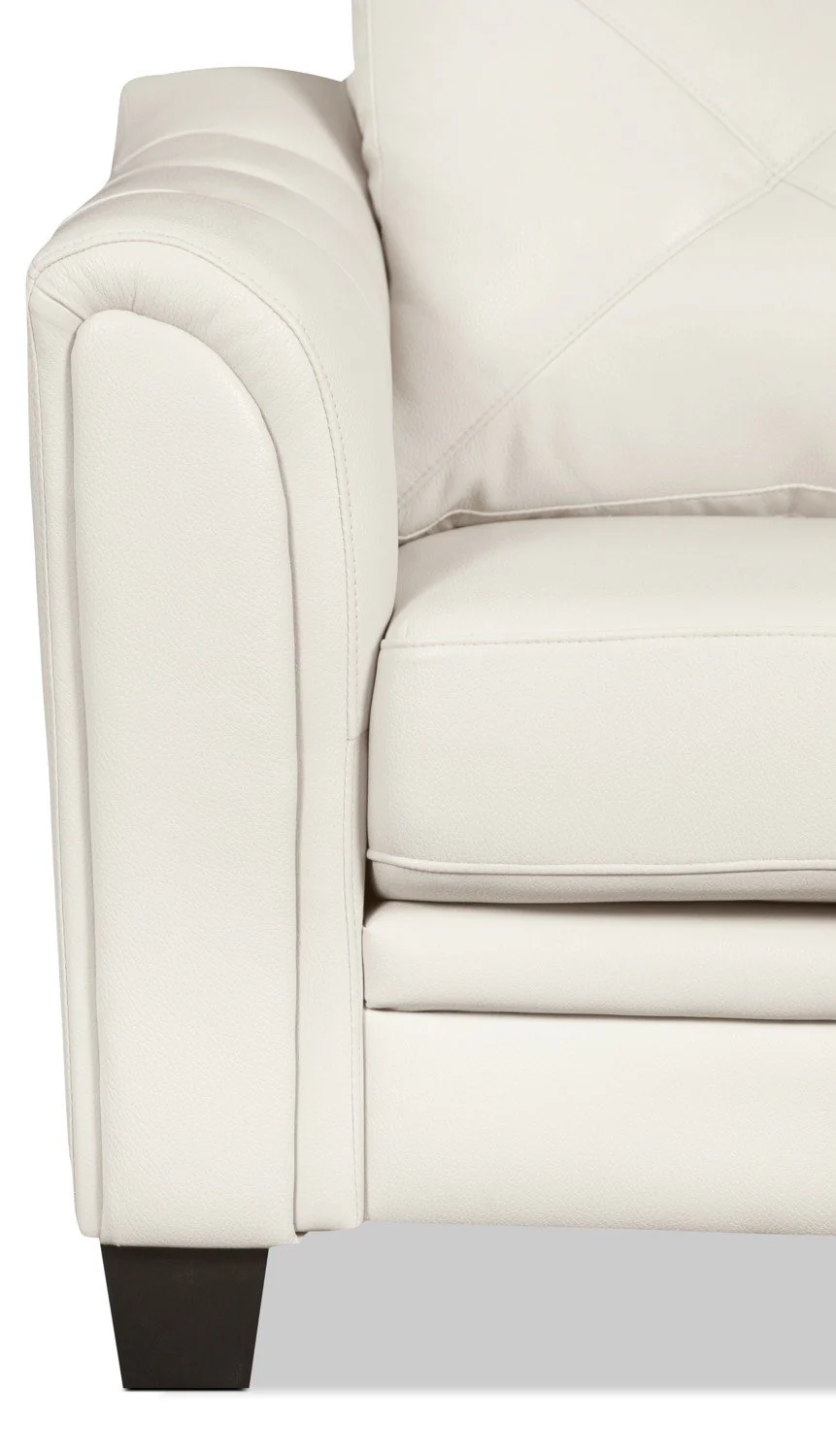 Henrick Leather-Look Fabric Sofa - Beige - Image 3