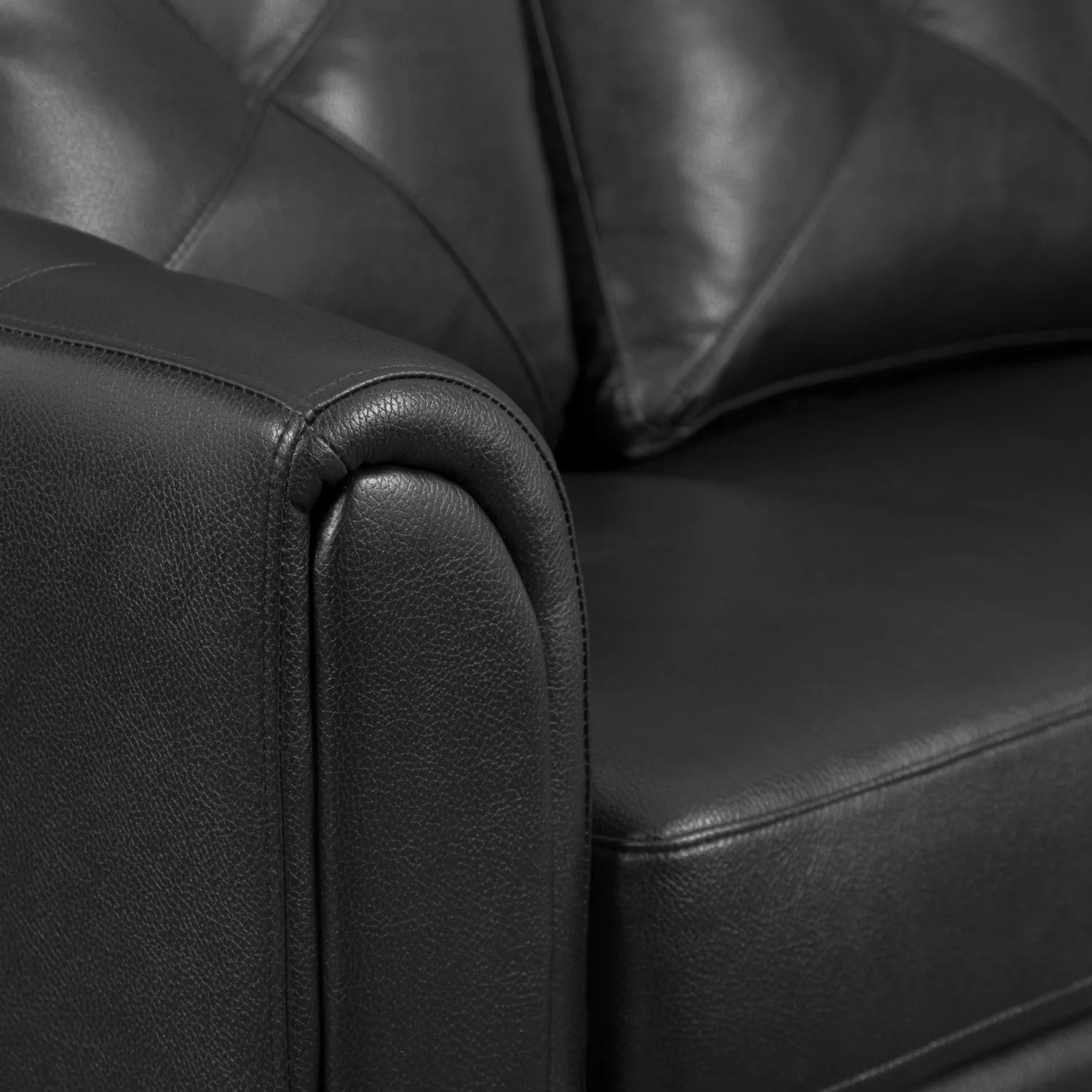 Henrick Leather-Look Fabric Sofa - Black - Image 4