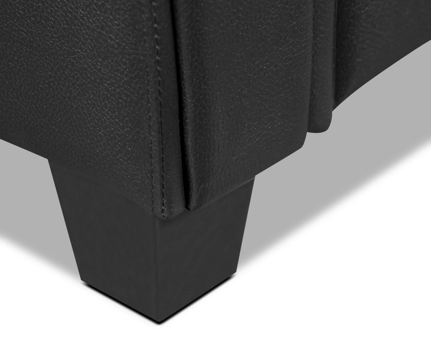 Henrick Leather-Look Fabric Sofa - Black - Image 6