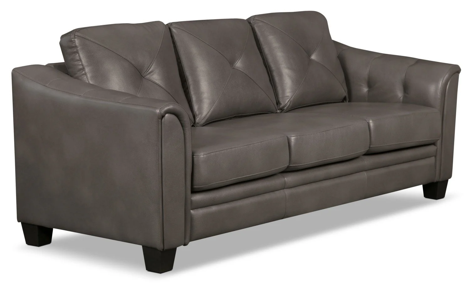 Henrick Leather-Look Fabric Sofa - Grey - Image 2