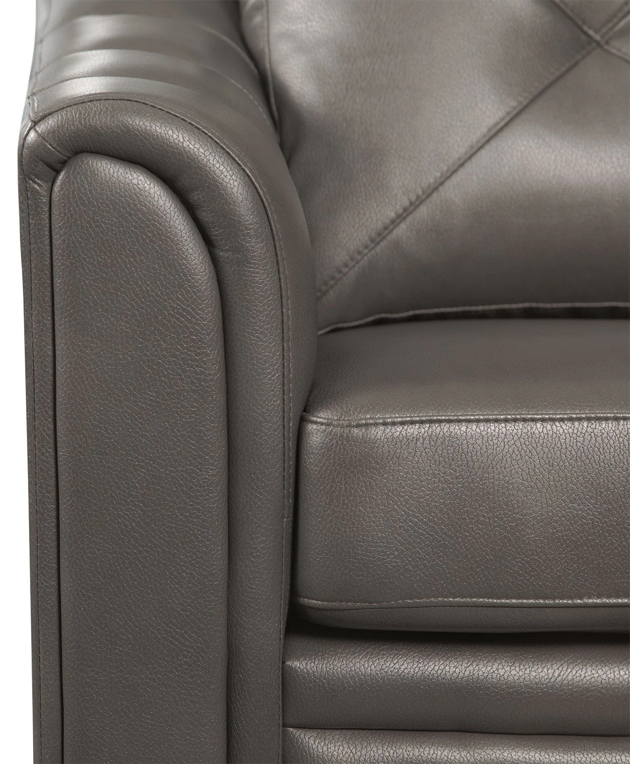 Henrick Leather-Look Fabric Sofa - Grey - Image 3