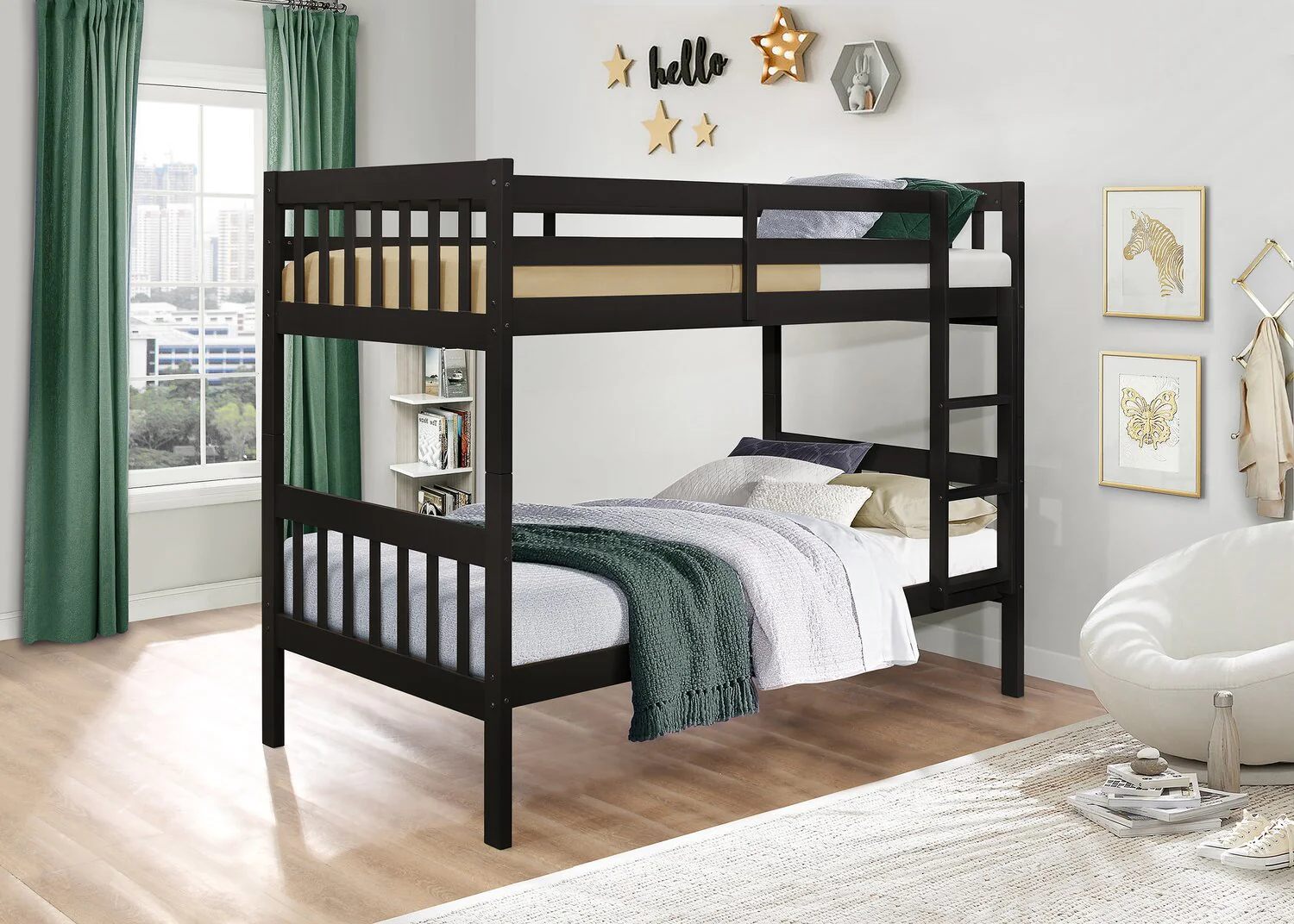 Hopkin Twin Open Panel Bunk Bed - Espresso - Image 6