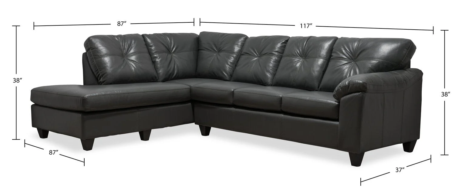 Irene 2-Piece Leath-Aire Left-Facing Sectional - Grey - Image 8