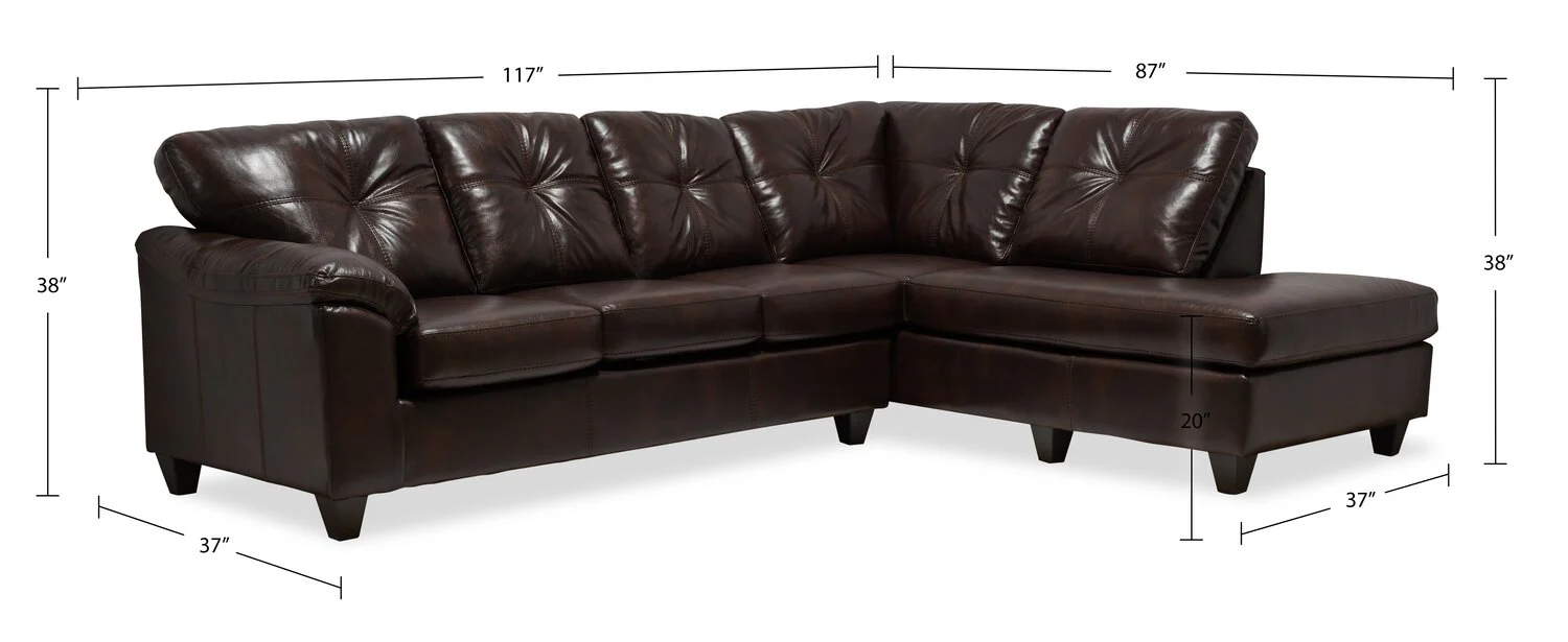 Irene 2-Piece Leath-Aire Right-Facing Sectional - Brown - Image 8