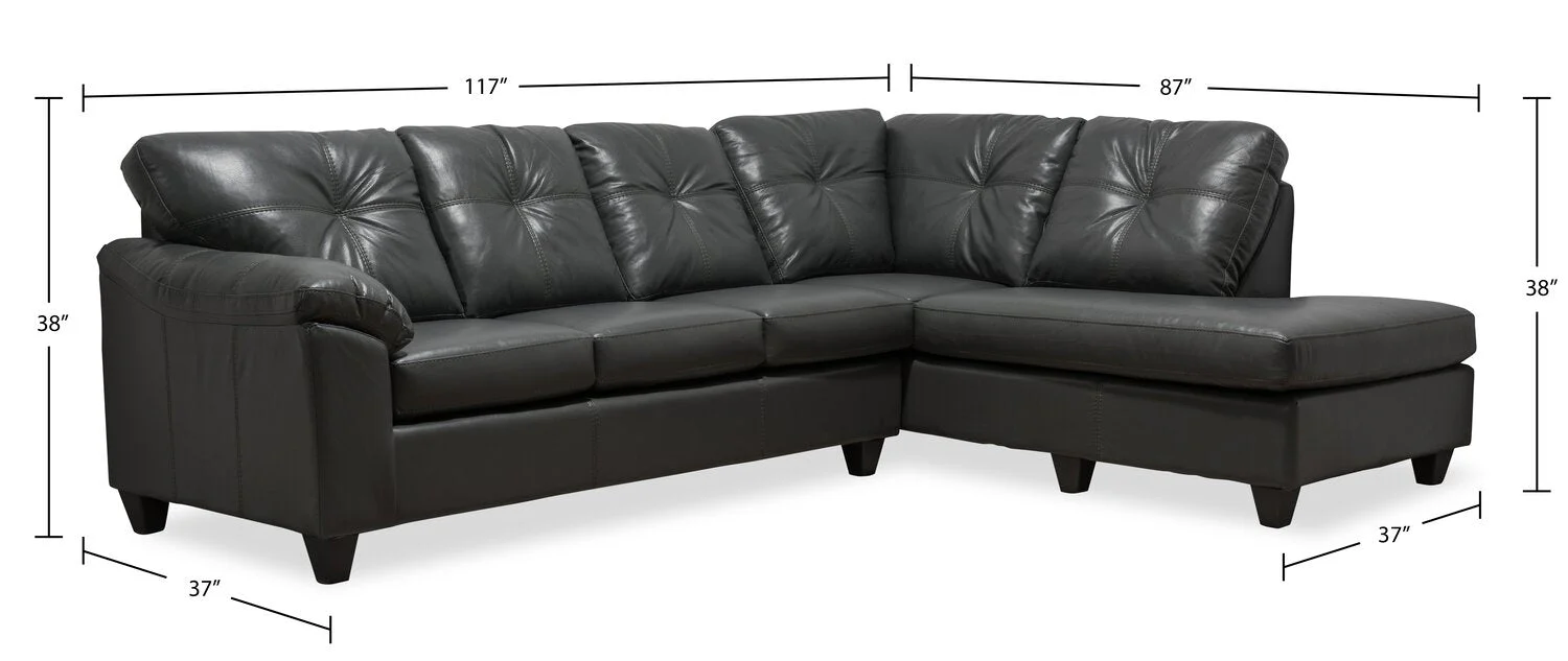 Irene 2-Piece Leath-Aire Right-Facing Sectional - Grey - Image 8
