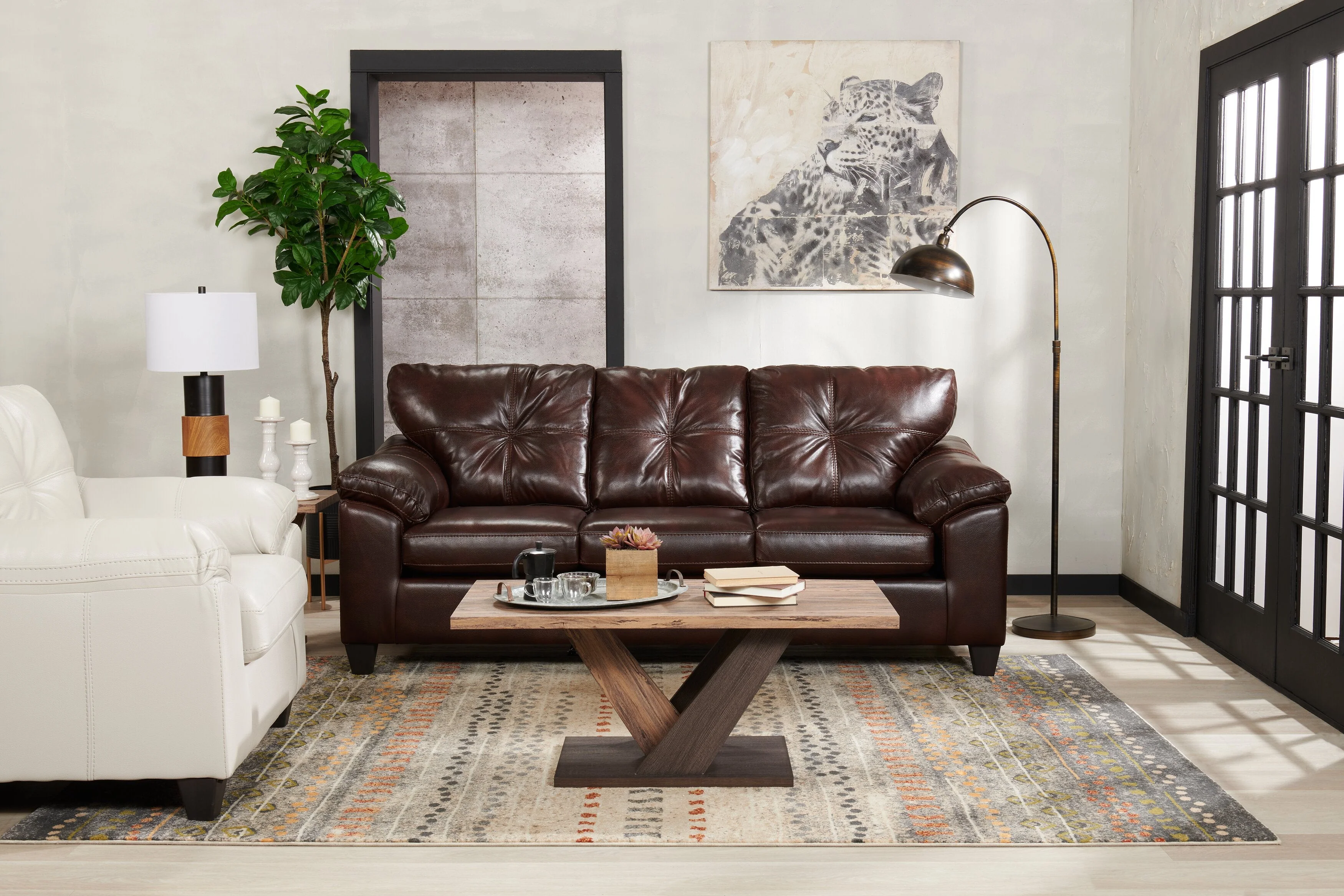 Irene Leath-Aire Sofa - Brown - Image 9