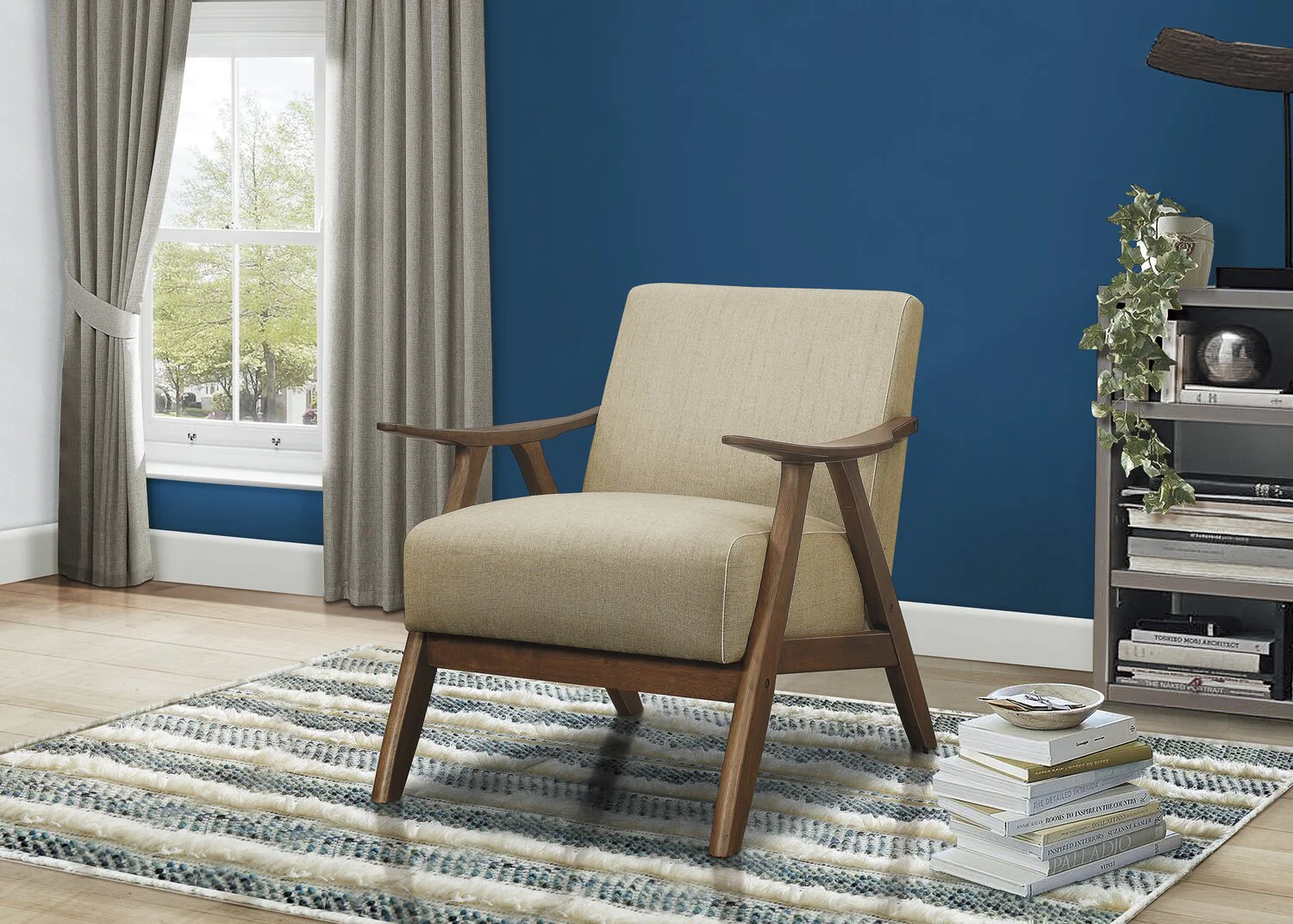 Kentucky Linen-Look Fabric Accent Chair - Taupe - Image 6