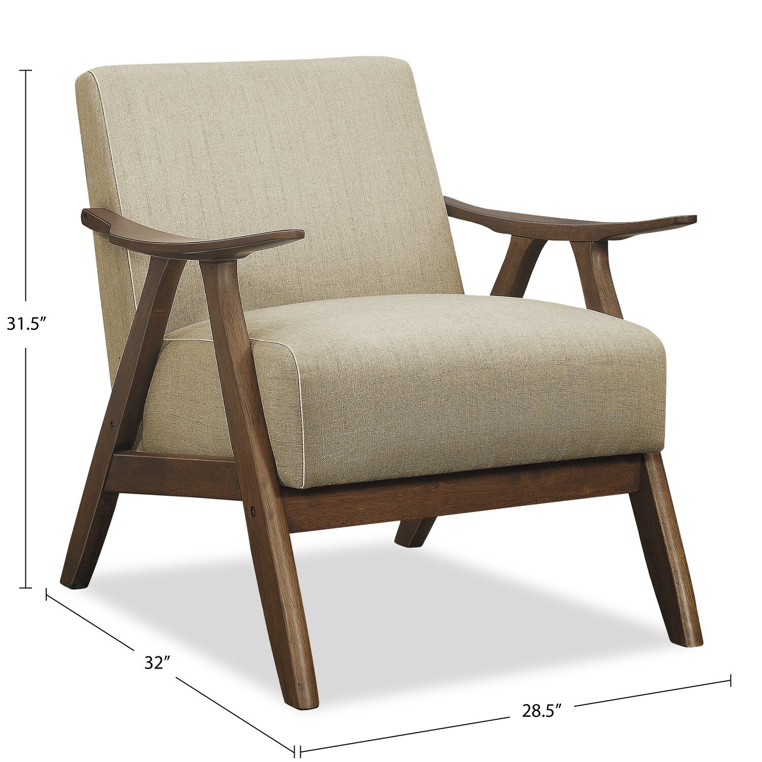 Kentucky Linen-Look Fabric Accent Chair - Taupe - Image 7