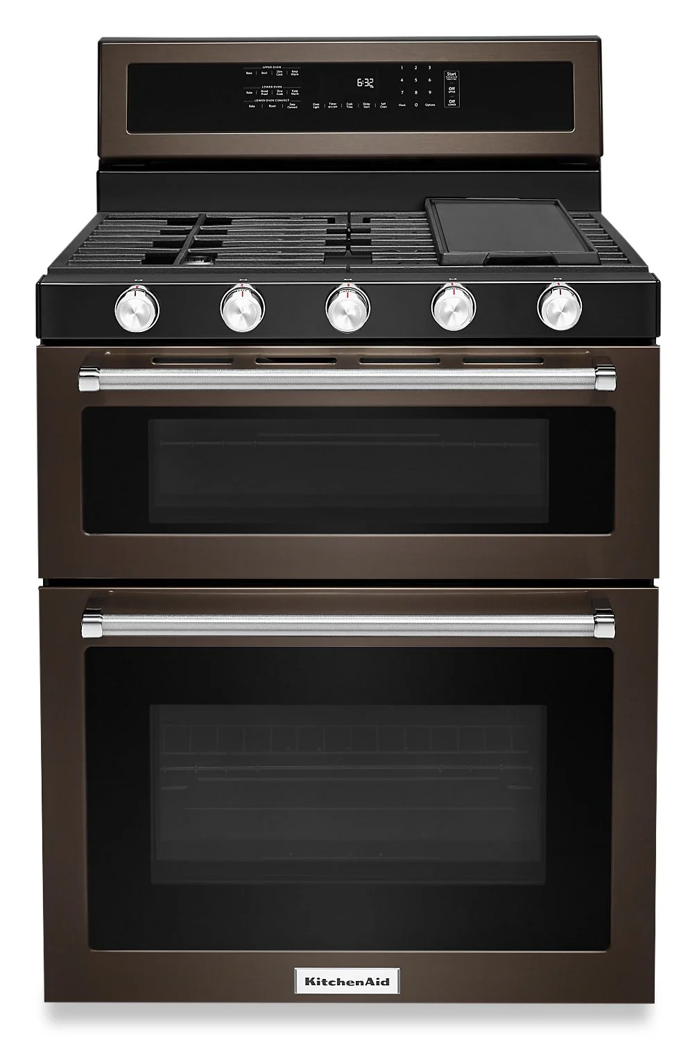 KitchenAid 30" Gas Double Oven Convection Range - KFGD500EBS