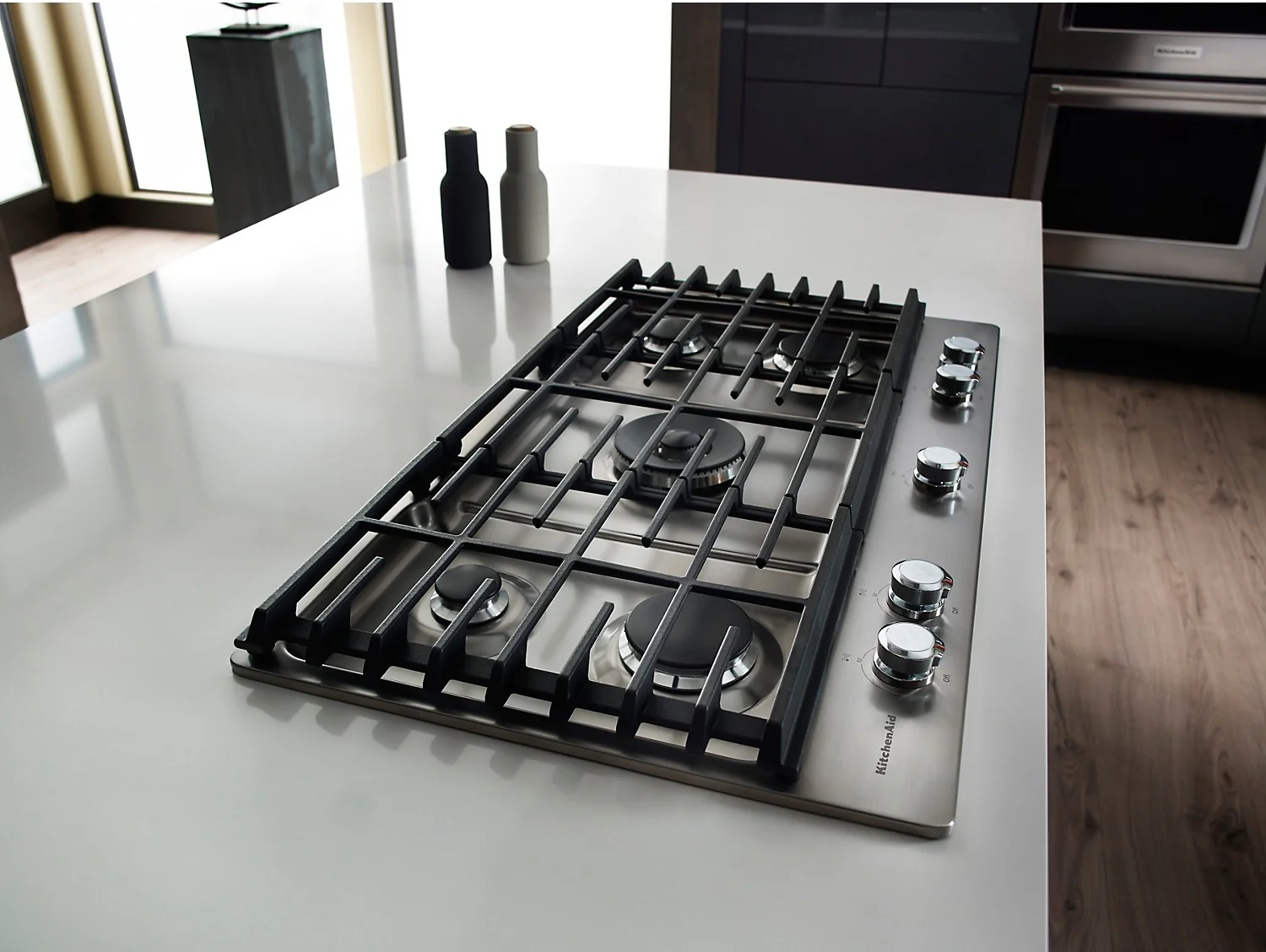 KitchenAid 36" 5- Burner Gas Cooktop with Griddle - Stainless Steel - Image 4