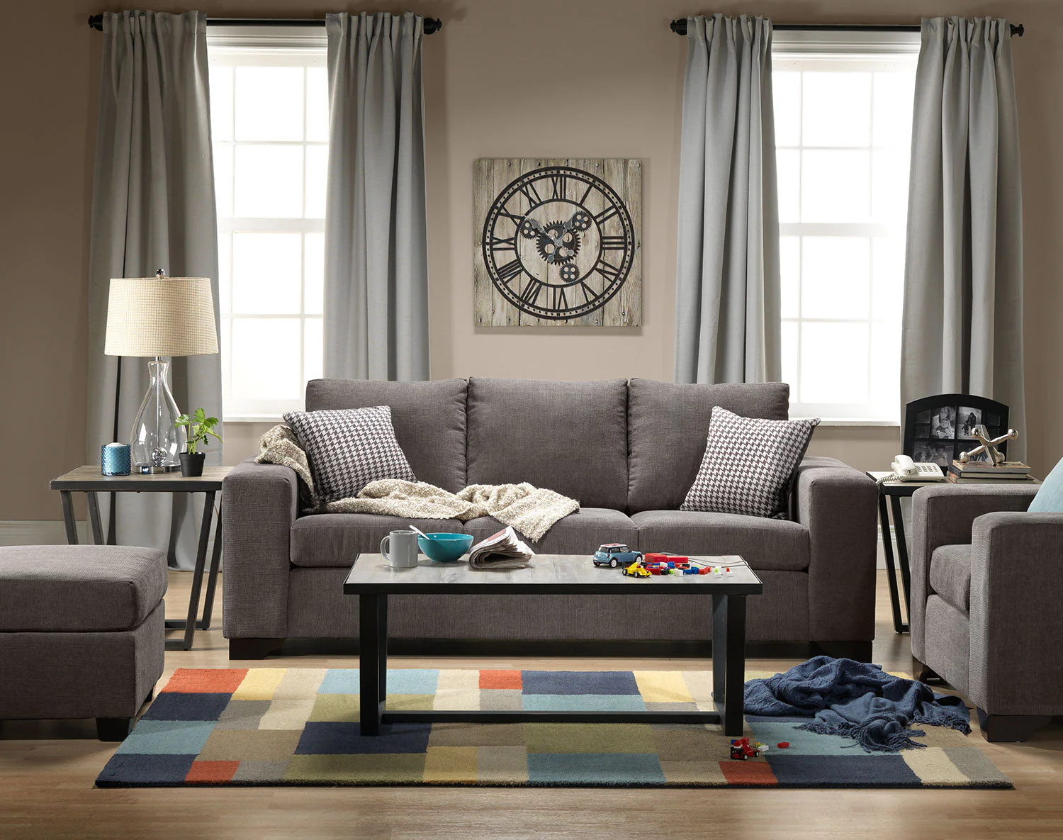 Knox Sofa and Loveseat Set - Grey - Image 2