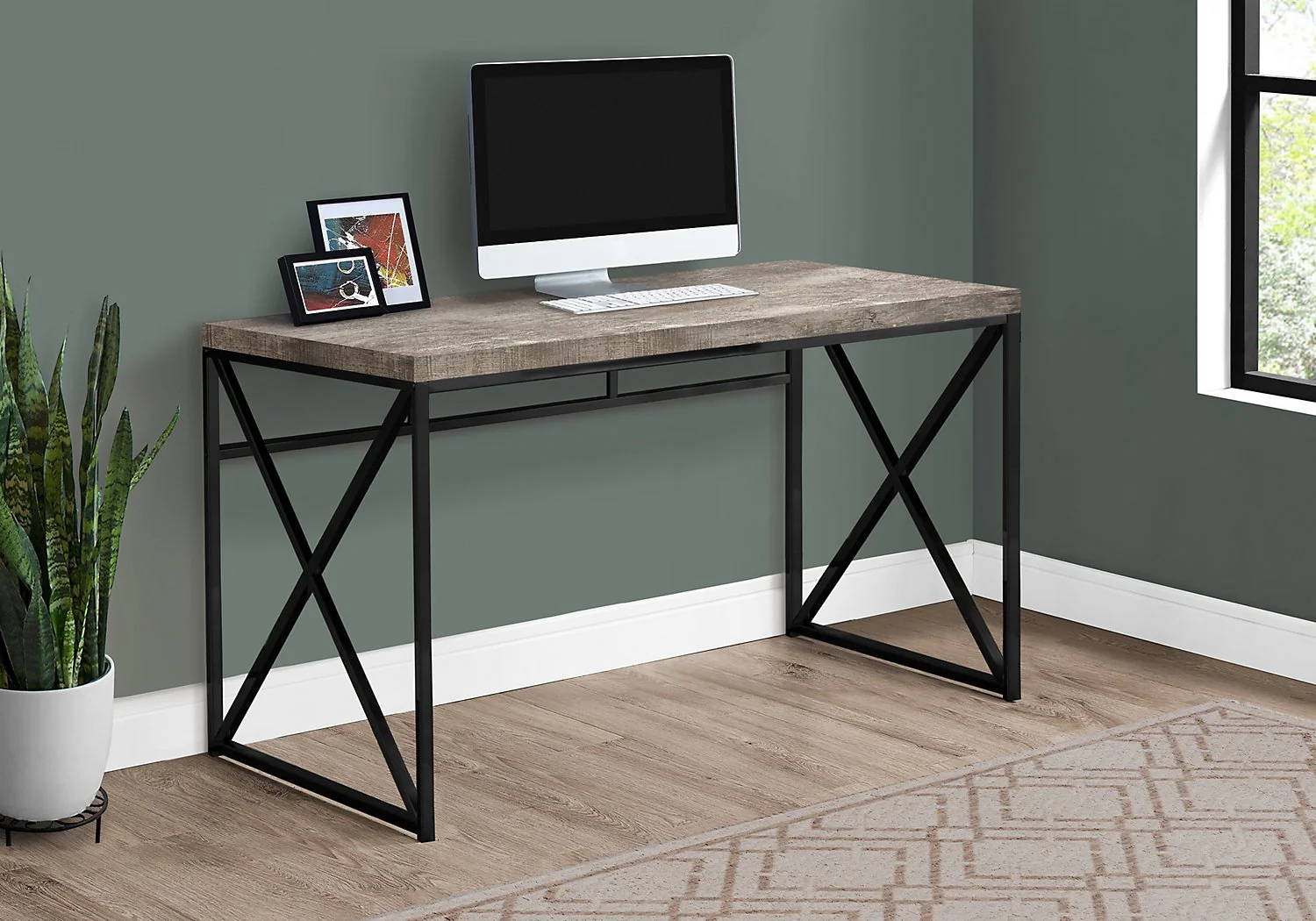 Latour Reclaimed Wood Look Desk - Taupe - Image 4
